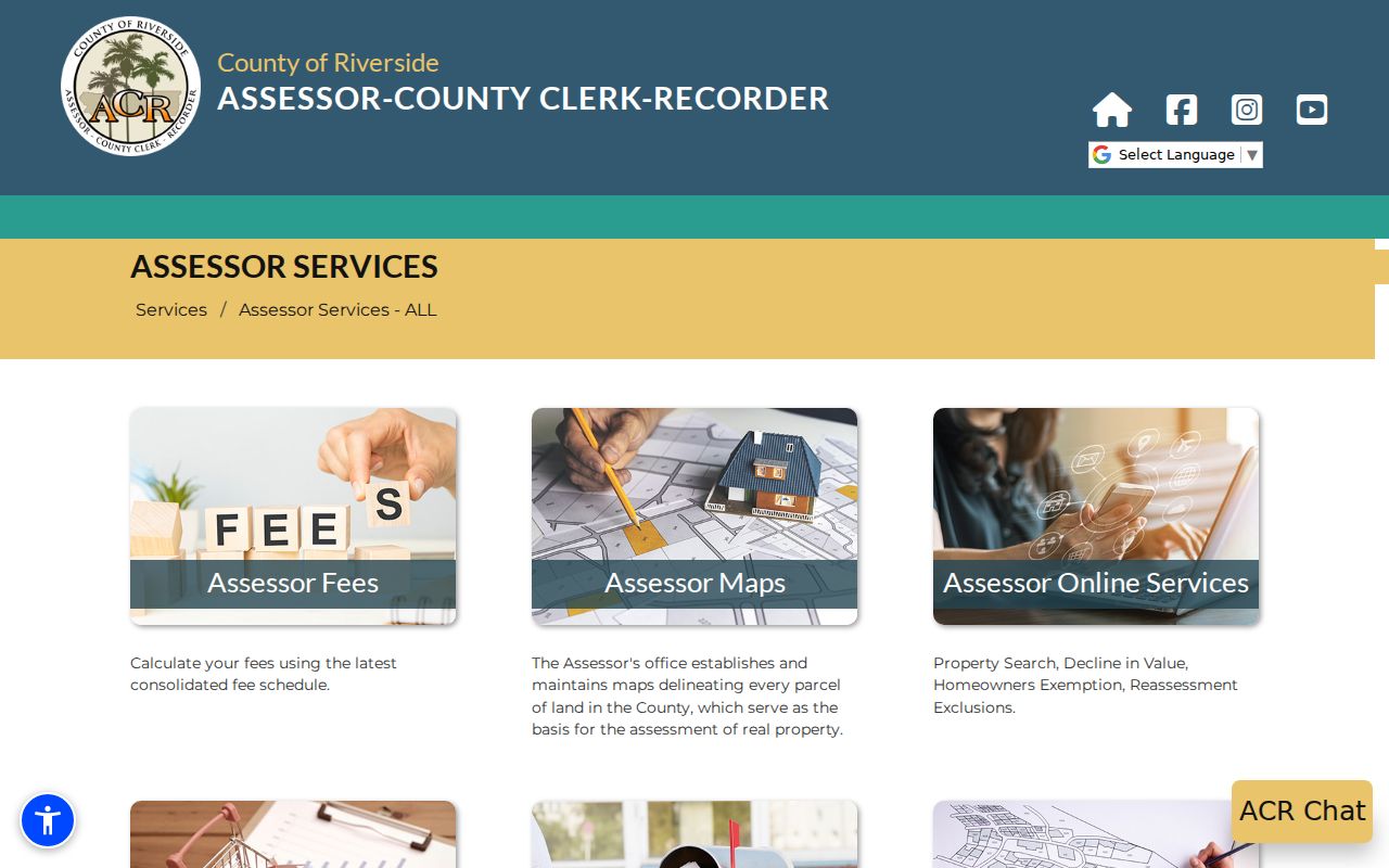 Lake Elsinore residents directory view of Riverside County assessor services