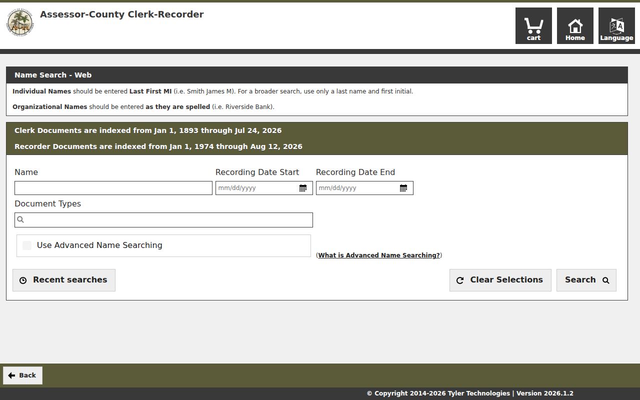 Lake Elsinore previous residents view of Riverside Recorder grantor and grantee search