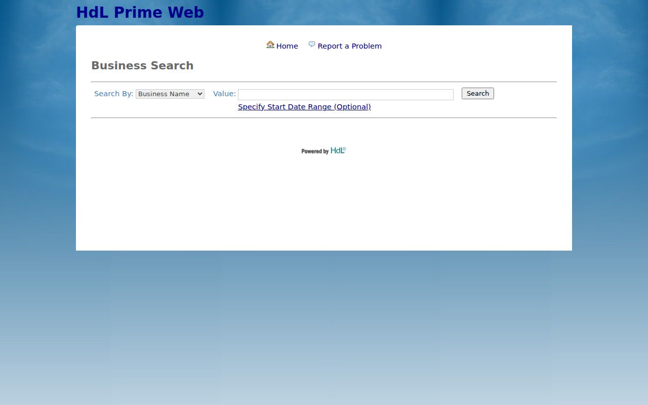 Lake Elsinore street directory view of a city business license search